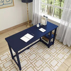 Escritorio de madera maciza con estanterías para ordenador, juegos, estudio, escritorio para oficina en casa, 55
