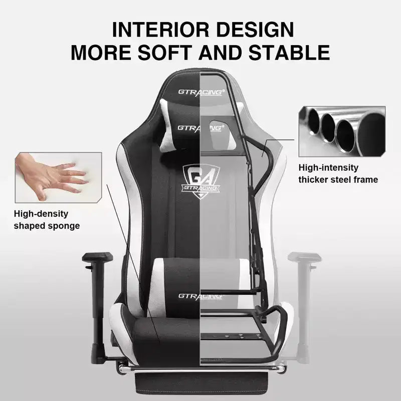 Silla de oficina reclinable GTRACING Gaming Chair de tela, altura ajustable, con reposapiés