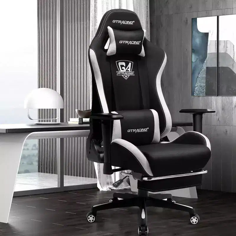 Silla de oficina reclinable GTRACING Gaming Chair de tela, altura ajustable, con reposapiés