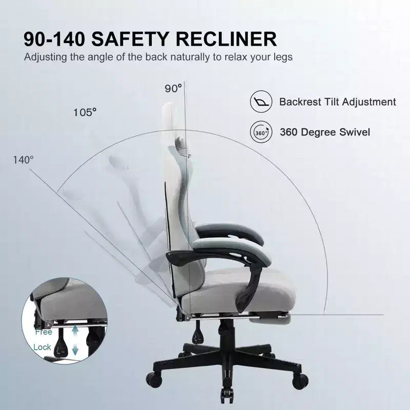 Silla de oficina GTPLAYER para videojuegos de tela con reposabrazos de enlace, silla de ordenador ergonómica
