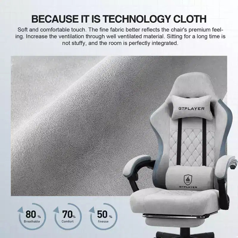 Silla de oficina GTPLAYER para videojuegos de tela con reposabrazos de enlace, silla de ordenador ergonómica