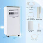 Climatiseur portable Costway 8000 BTU 3-en-1 Refroidisseur d'air Déshumidificateur Ventilateur Minuteur 24H 5000 BTU (8000 BTU ASHRAE)