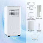 Climatiseur portable Costway 6500 BTU (10000 BTU ASHRAE) 3-en-1 avec déshumidificateur