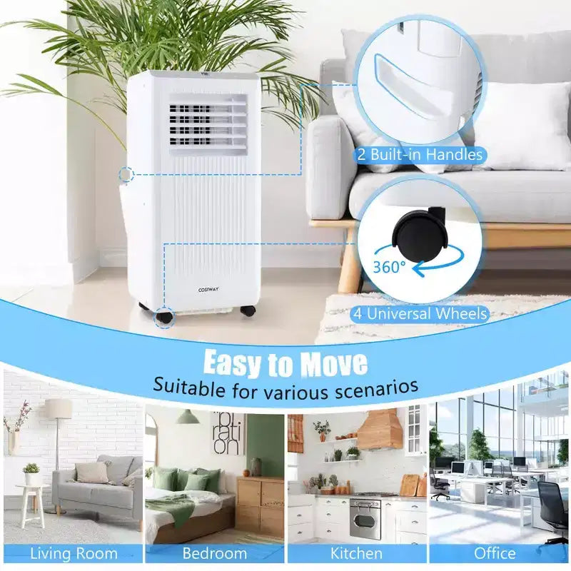 Climatiseur portable Costway 6500 BTU (10000 BTU ASHRAE) 3-en-1 avec déshumidificateur