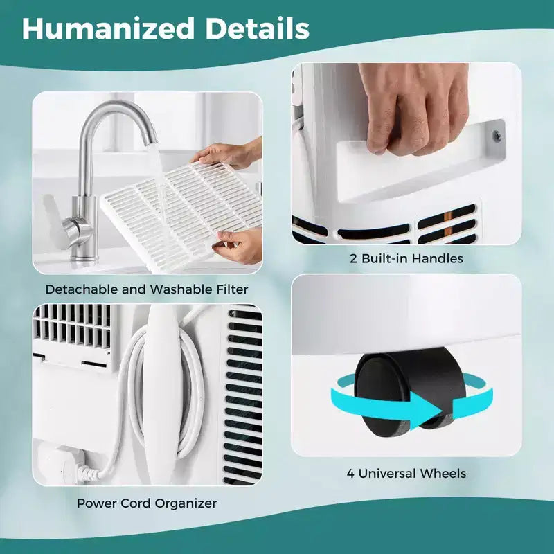 Climatiseur portable Costway 9200 BTU (14000 BTU ASHRAE) avec chauffage, unité de climatisation domestique intelligente compatible Wi-Fi