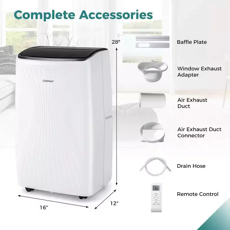 Climatiseur portable Costway 9200 BTU (14000 BTU ASHRAE) avec chauffage, unité de climatisation domestique intelligente compatible Wi-Fi