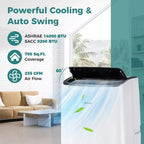 Climatiseur portable Costway 9200 BTU (14000 BTU ASHRAE) avec chauffage, unité de climatisation domestique intelligente compatible Wi-Fi