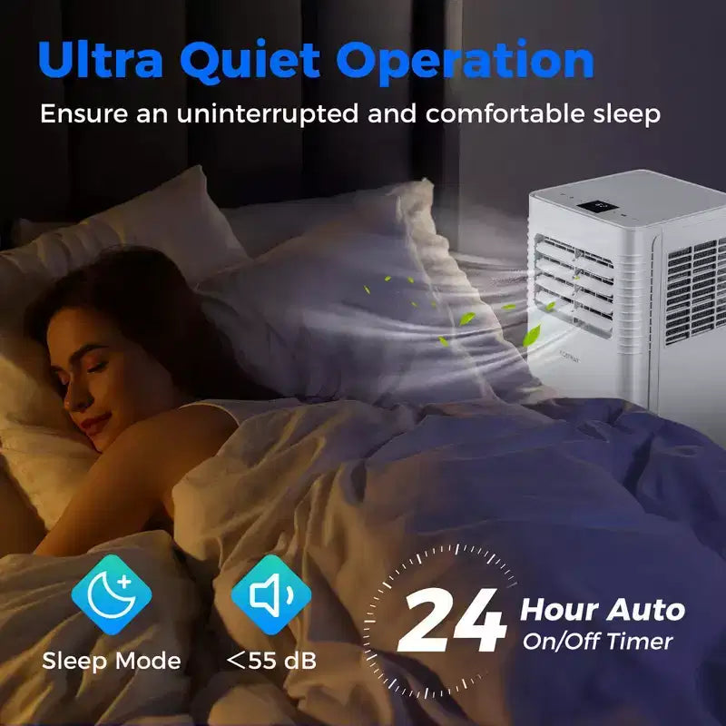 Climatiseur portable Costway 9000 BTU 3 en 1 avec ventilateur, déshumidificateur et mode veille 6250 BTU (9000 BTU ASHRAE)