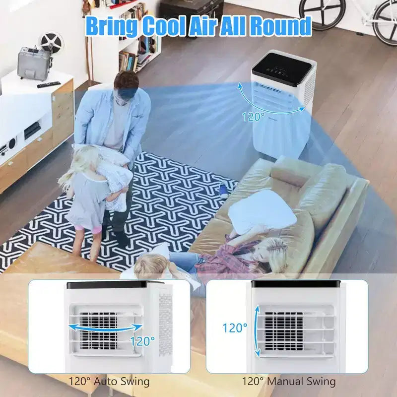 Climatiseur portable Costway 8000 BTU refroidit jusqu'à 23 m² avec ventilateur et déshumidificateur 5000 BTU (8000 BTU ASHRAE)