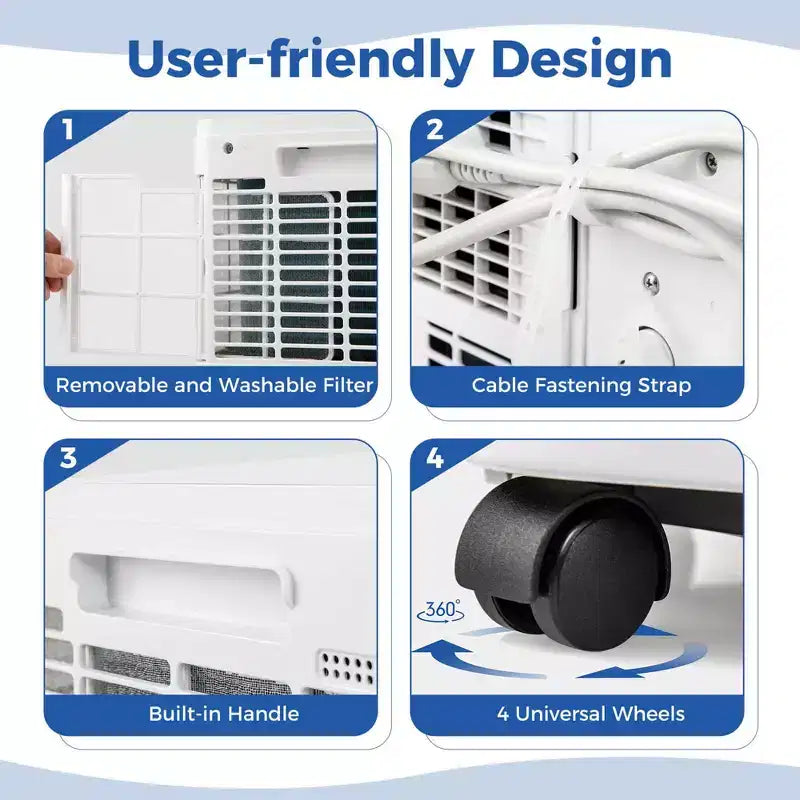 Climatiseur portable Costway 8000 BTU 3-en-1 avec ventilateur et déshumidificateur mode veille 5100 BTU (8000 BTU ASHRAE)