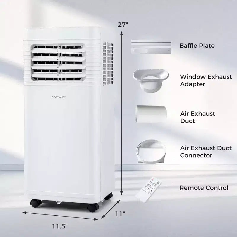 Climatiseur portable Costway 8000 BTU 3-en-1 avec ventilateur et déshumidificateur mode veille 5100 BTU (8000 BTU ASHRAE)