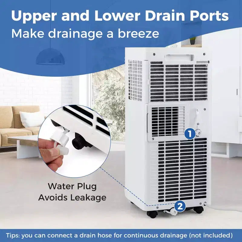 Climatiseur portable Costway 8000 BTU 3-en-1 avec ventilateur et déshumidificateur mode veille 5100 BTU (8000 BTU ASHRAE)