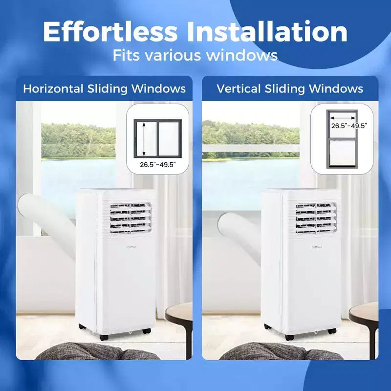 Climatiseur portable Costway 8000 BTU 3-en-1 avec ventilateur et déshumidificateur mode veille 5100 BTU (8000 BTU ASHRAE)
