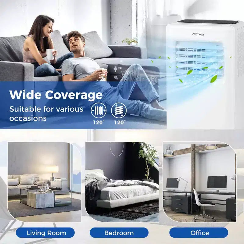 Climatiseur Portable Costway 8000 BTU 3-en-1 Refroidisseur d'air avec Ventilateur et Déshumidificateur 5000 BTU (8000 BTU ASHRAE)