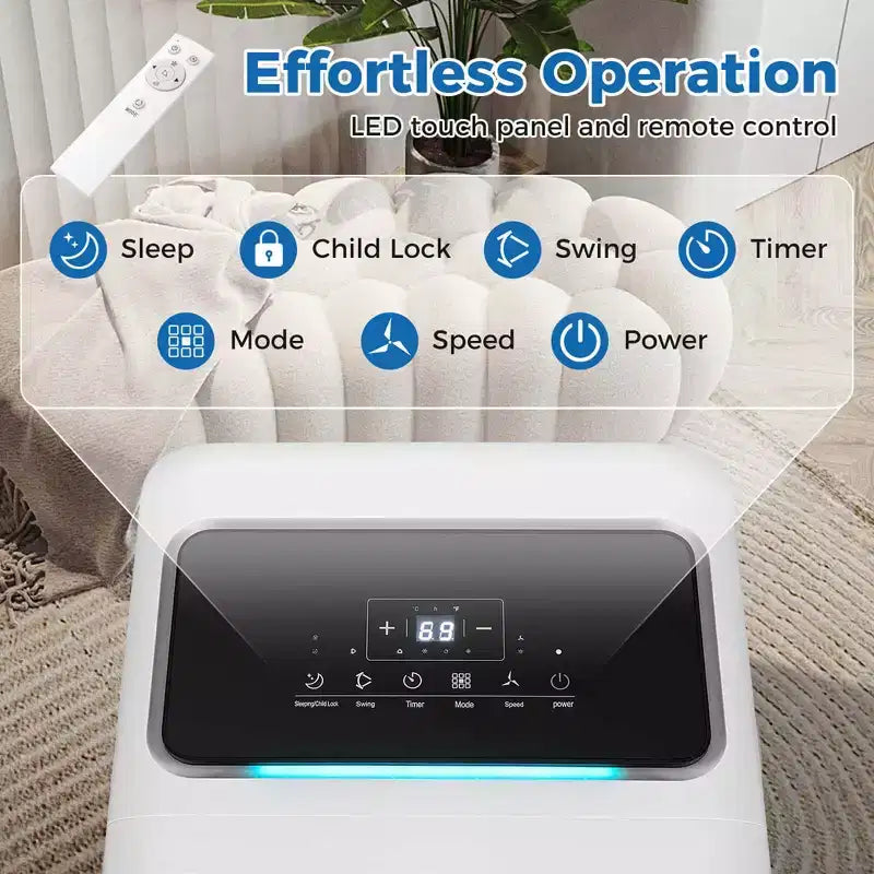 Climatiseur Portable Costway 8000 BTU 3-en-1 Refroidisseur d'air avec Ventilateur et Déshumidificateur 5000 BTU (8000 BTU ASHRAE)