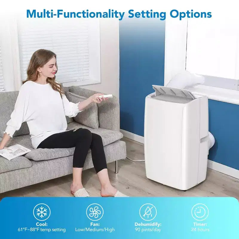 Climatiseur portable 14 000 BTU, Climatiseur portable pour pièces jusqu'à 70 m²