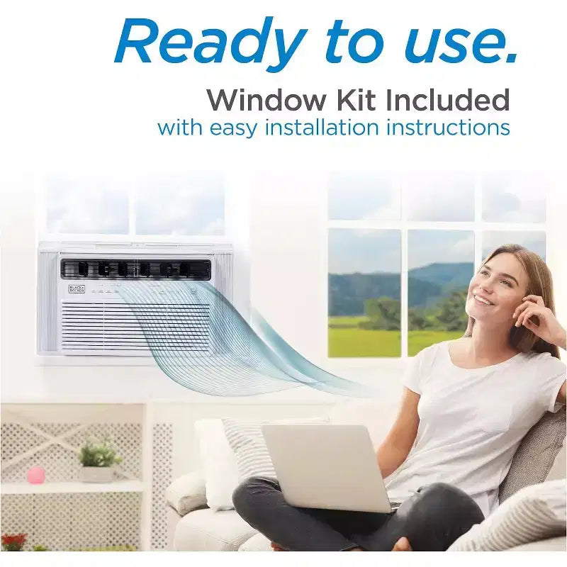 Climatiseur de fenêtre à onduleur BLACK+DECKER 12 000 BTU pour une superficie allant jusqu'à 51 m², unité de climatisation homologuée ENERGY STAR, télécommande multifonction, blanc