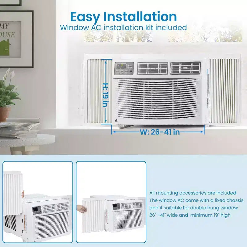 Acondicionador de aire inteligente de ventana de 10000 BTU, unidad de aire acondicionado de ventana con control remoto/aplicación