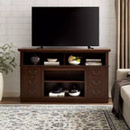Farmhouse TV Stand For TV Up To 65, Rustic Entertainment Center Media Console With Open Closed Storage Space,