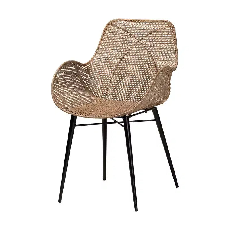 Juego de comedor de 7 piezas Emmali de ratán y madera estilo bohemio moderno de Baxton Studio