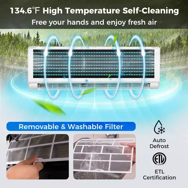 Climatiseur et Chauffage Mini Split Costway 12000 BTU avec Wifi et Pompe à Chaleur Noir/Blanc