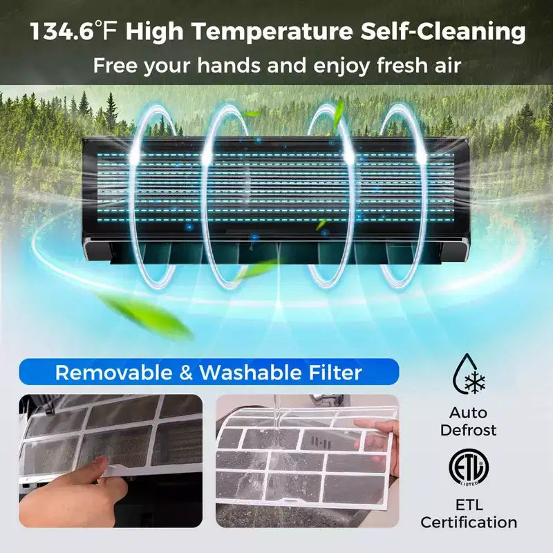 Climatiseur et Chauffage Mini Split Costway 12000 BTU avec Wifi et Pompe à Chaleur Noir/Blanc