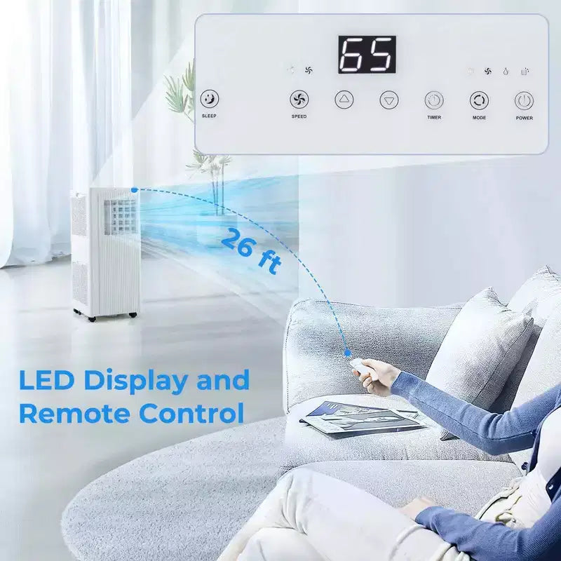 Costway Climatiseur portable 3-en-1 7100 BTU (10000 BTU ASHRAE) avec déshumidificateur, mode froid et ventilateur