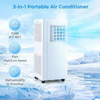Costway Climatiseur portable 3-en-1 7100 BTU (10000 BTU ASHRAE) avec déshumidificateur, mode froid et ventilateur