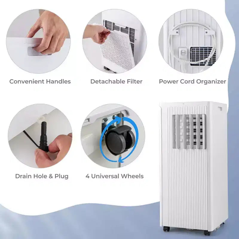Costway Climatiseur portable 3-en-1 7100 BTU (10000 BTU ASHRAE) avec déshumidificateur, mode froid et ventilateur
