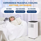 Acondicionador de aire portátil SereneLife SLACP803 con deshumidificador y ventilador de 8000 BTU (blanco y negro)