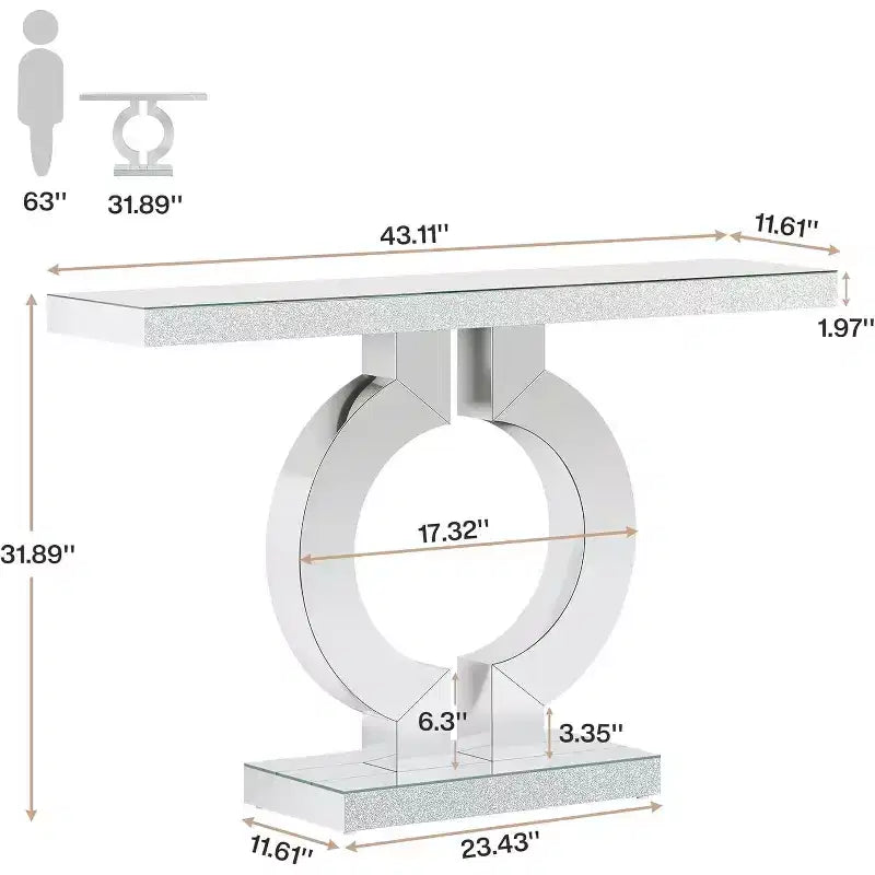 Mesa consola Lantine Modern 43 con espejo y base en forma de O