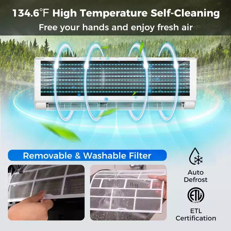 Climatiseur et Chauffage Mini Split Costway 18000 BTU avec Wi-Fi et Pompe à Chaleur Blanc/Noir