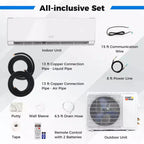 Climatiseur et Chauffage Mini Split Costway 18000 BTU avec Wi-Fi et Pompe à Chaleur Blanc/Noir