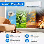 Climatiseur et Chauffage Mini Split Costway 18000 BTU avec Wi-Fi et Pompe à Chaleur Blanc/Noir
