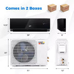 Climatiseur et Chauffage Mini Split Costway 18000 BTU avec Wi-Fi et Pompe à Chaleur Blanc/Noir