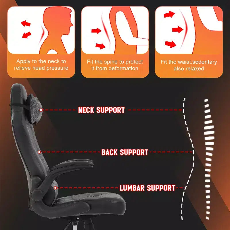 Silla FDW para videojuegos, silla de oficina, silla de escritorio con soporte lumbar, reposabrazos abatibles, reposacabezas