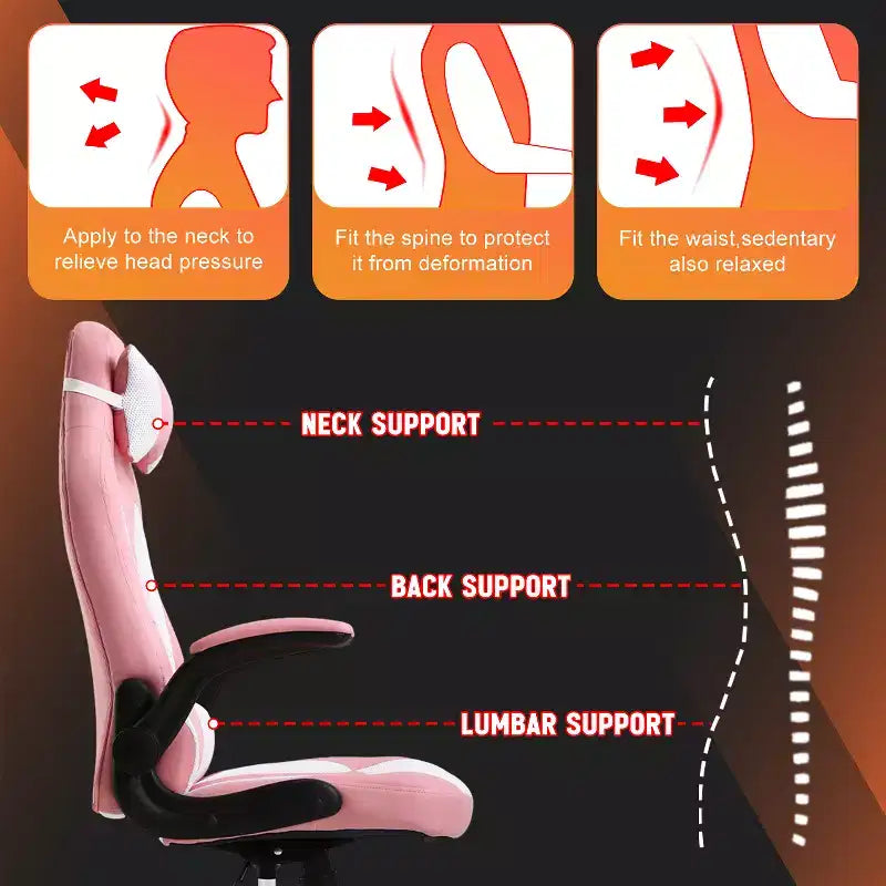 Silla FDW para videojuegos, silla de oficina, silla de escritorio con soporte lumbar, reposabrazos abatibles, reposacabezas