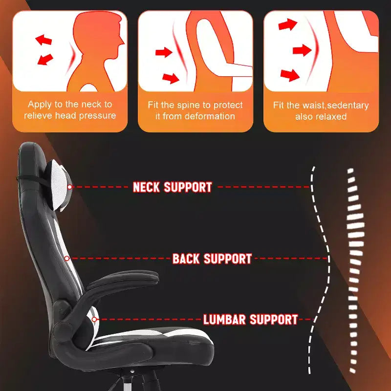 Silla FDW para videojuegos, silla de oficina, silla de escritorio con soporte lumbar, reposabrazos abatibles, reposacabezas