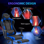 Silla para videojuegos FDW Racing, sillas para videojuegos con escritorio para computadora, cuero de PU, reposacabezas, soporte lumbar y asiento giratorio de 360 grados