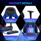 Silla para videojuegos FDW Racing, sillas para videojuegos con escritorio para computadora, cuero de PU, reposacabezas, soporte lumbar y asiento giratorio de 360 grados