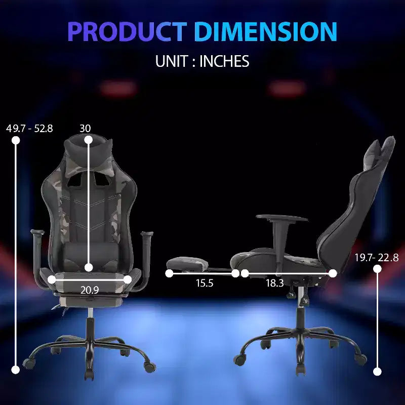 Silla para videojuegos FDW Racing, sillas para videojuegos con escritorio para computadora, cuero de PU, reposacabezas, soporte lumbar y asiento giratorio de 360 grados
