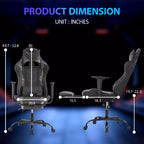 Silla para videojuegos FDW Racing, sillas para videojuegos con escritorio para computadora, cuero de PU, reposacabezas, soporte lumbar y asiento giratorio de 360 grados