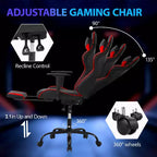 Silla para videojuegos FDW Racing, sillas para videojuegos con escritorio para computadora, cuero de PU, reposacabezas, soporte lumbar y asiento giratorio de 360 grados