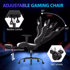 Silla para videojuegos FDW Racing, sillas para videojuegos con escritorio para computadora, cuero de PU, reposacabezas, soporte lumbar y asiento giratorio de 360 grados