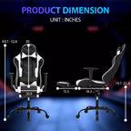Silla para videojuegos FDW Racing, sillas para videojuegos con escritorio para computadora, cuero de PU, reposacabezas, soporte lumbar y asiento giratorio de 360 grados