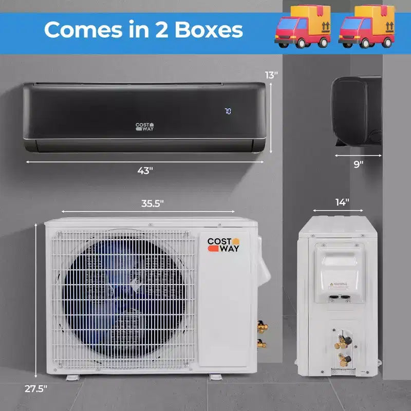 Climatiseur et Chauffage Mini Split Wi-Fi 24000 BTU avec Pompe à Chaleur Costway