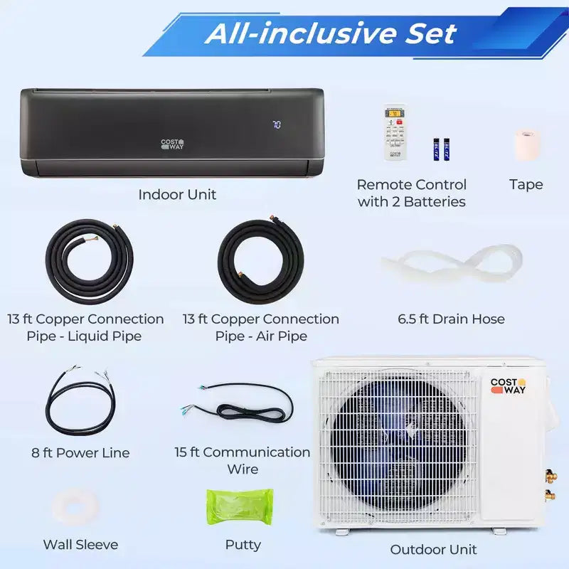 Climatiseur et Chauffage Mini Split Wi-Fi 24000 BTU avec Pompe à Chaleur Costway