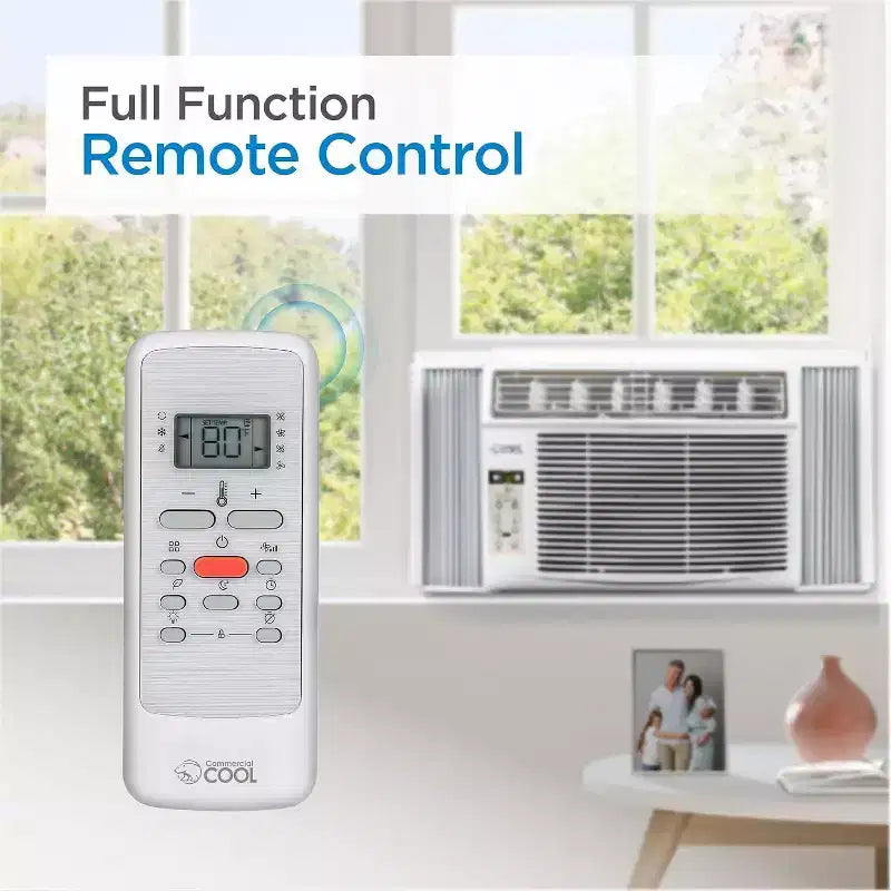 Acondicionador de aire de ventana COMMERCIAL COOL CWAM145W6C de 14,300, con control remoto y termostato ajustable, 14,500 BTU, blanco